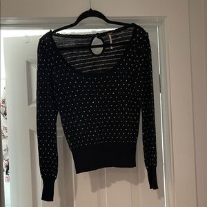 Free People Black and White Polka Dot Sweater